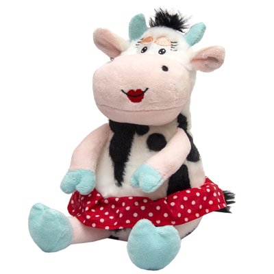 Мягкая игрушка - коровка в юбочке, 18 см, черно-белый, плюш (394691) 394691 фото