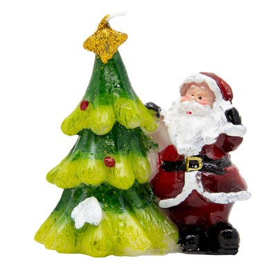Свечка - Дед Мороз с елкой слева, 8,5x8x5,3 см, парафин (790241-1) 790241-1 фото
