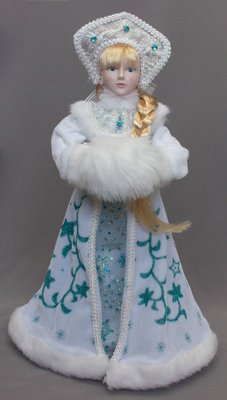 Новорічна сувенірна фігурка Снігуронька в білій шубі, 45 см, пластик, текстиль (600083-2) 600083-2 фото