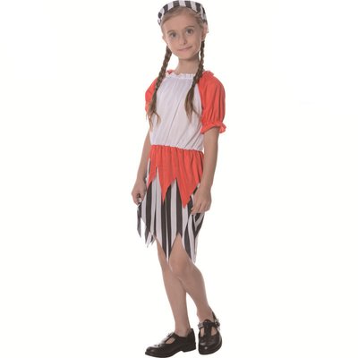 Детский карнавальный костюм пират для девочки, рост 92-104 см, белый с оранжевым, вискоза, полиэстер (CC532A) CC532A фото