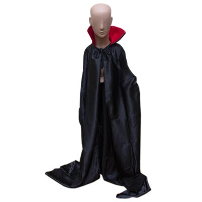 Карнавальний плащ вампіра, 130 см, чорний, поліестер (462728) 462728 фото