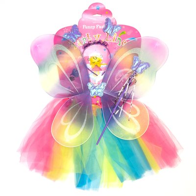 Детский карнавальный костюм для девочки бабочка Радужный, 4-8 лет, разноцветный (519315) 519315 фото