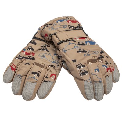 Водовідштовхувальні дитячі лижні рукавички, розмір 14, бежевий, плащівка, фліс, синтепон (516994) 516994 фото