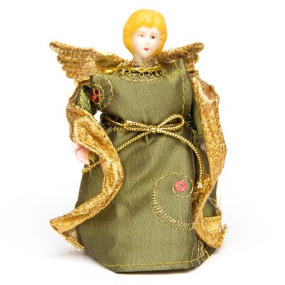 Новогодняя елочная игрушка - фигурка Фея, 11 см, зеленый, полистоун, текстиль (180370-1) 180370-1 фото