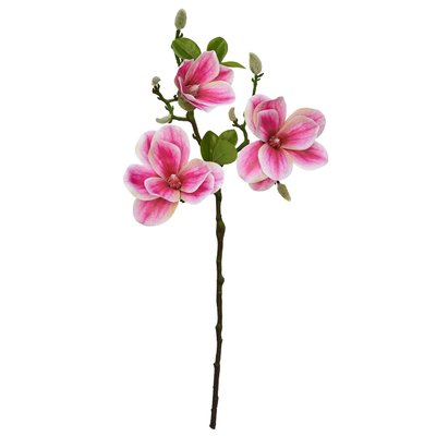 Штучна квітка Магнолія, 1 гілочка - 3 квітки, 55 см, полімерний матеріал, фіолетовий (632458) 632458 фото