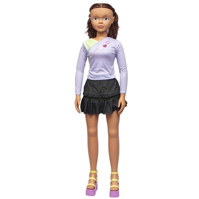 Большая ходячая кукла "Келли", 127 см, в джинсовой юбке и с темными волосами (sum950089) sum950089 фото