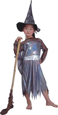 Детский карнавальный костюм ведьмы, 4 года - 102 см, черный, серебристый, органза (460526-1) 460526-1 фото