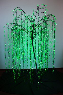 Светодиодная декорация - дерево Ива на подставке, 2,1 м, 960л, черный, зеленый, IP44 (651931) 651931 фото