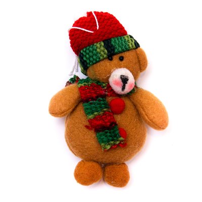 Мягкая новогодняя фигурка Медвежонок, 8,5 см, бежевый, текстиль (180110-5) 180110-5 фото
