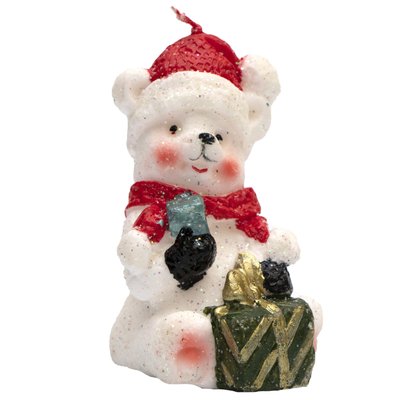 Свічка - Ведмідь, 6,3x6,8x9,8 см, білий, парафін (790753) 790753 фото