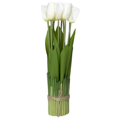 Букет-сноп искусственных тюльпанов, 36 см, белый (190805) 190805 фото