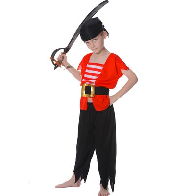 Дитячий карнавальний костюм пірат для хлопчика, зріст 92-104 см, чорний з помаранчевим, віскоза, поліестер (CC551A) CC551A фото