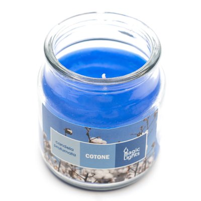 Ароматична свічка Magic Lights, аромат Бавовна, 95 гр, 9*5,5 см, блакитна (90063) 90063 фото
