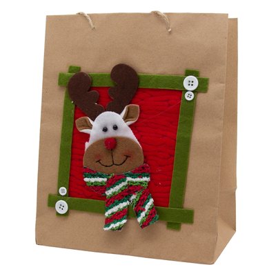 Новорічний крафтовий подарунковий пакет - Олень, 20x25 см, коричневий, папір (430420-2) 430420-2 фото