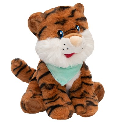 Мягкая игрушка - тигрёнок с голубым платочком, 20 см, коричневый, плюш (395346) 395346 фото