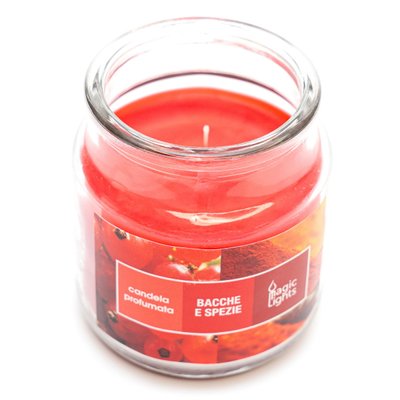 Ароматична свічка Magic Lights, аромат Червоні фрукти, 95 гр, 9*5,5 см, червона (90064) 90064 фото