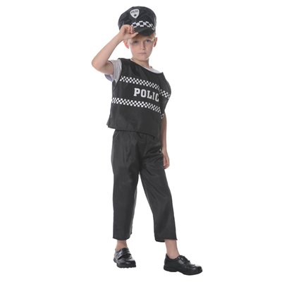 Детский карнавальный костюм полицейский, рост 92-104 см, черный, вискоза, полиэстер (CC558A) CC558A фото