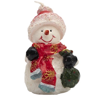 Свечка - Снеговик, 4,6x3,9x7,3 см, белый с красным, парафин (790760) 790760 фото