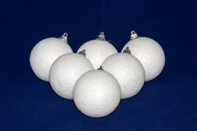 Набор елочных игрушек - пенопластовые шары, 6 шт, D6 см, белый с блестками (200022) 200022 фото