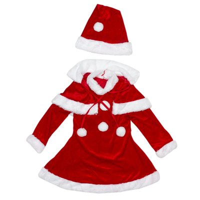 Дитячий карнавальний костюм новорічний для дівчинки, зріст 92-104 см, червоний, віскоза, поліестер (CC606A) CC606A фото