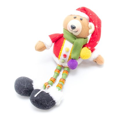 Мягкая новогодняя фигурка Медвежонок, 33 см, разноцветный, текстиль (180066-2) 180066-2 фото