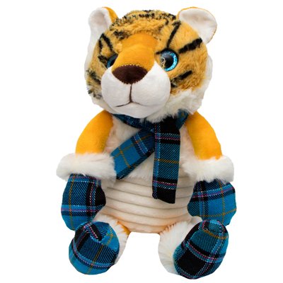 Мягкая игрушка - тигрёнок с голубым шарфиком, 22 см, коричневый, плюш (395391) 395391 фото