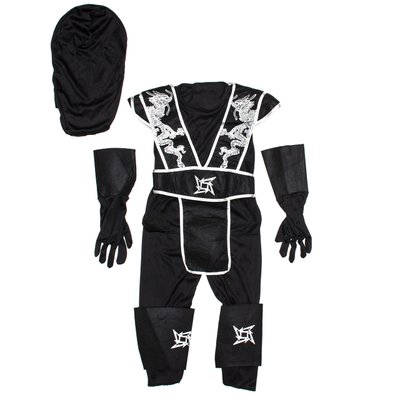 Дитячий карнавальний костюм ніндзя для хлопчика, зріст 92-104 см, чорний, віскоза, поліестер (091003A) 091003A фото
