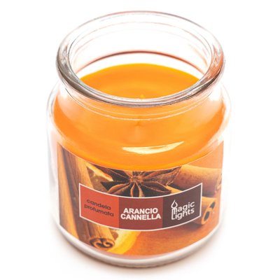 Ароматична свічка Magic Lights, аромат Апельсин і кориця, 95 гр, 9*5,5 см, помаранчева (90066) 90066 фото