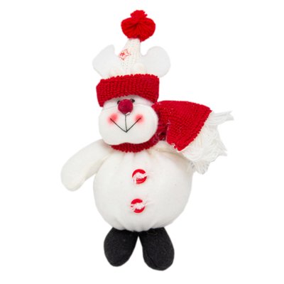 Новогодняя елочная игрушка - фигурка Снеговик, 13 см, белый, текстиль (430055) 430055 фото