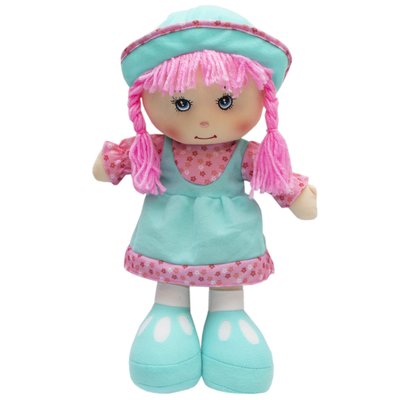 Мягкая игрушка кукла с вышитым лицом, 36 см, зеленое платье (860807) 860807 фото