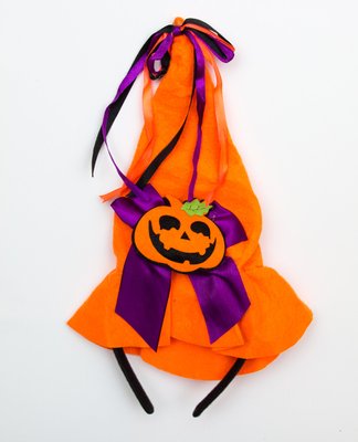 Карнавальная шляпа-ободок тыква, оранжевый, фиолетовый, фетр (513276-2) 513276-2 фото
