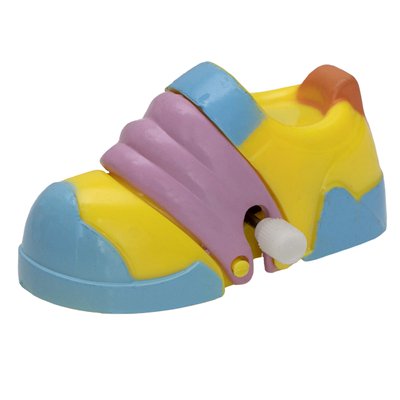 Игрушка заводная - ботиночек Aohua, 6,5x3x3,5 см, голубой, желтый, с розовой полоской, пластик (8026A-3-5) 8026A-3-5 фото