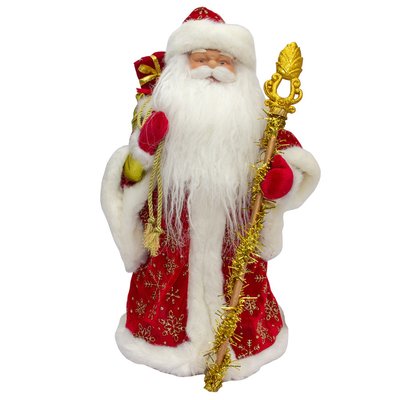 Новорічна сувенірна фігурка Дід Мороз в червоній шубі, 40 см, червоний, пластик, текстиль (600144) 600144 фото