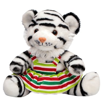 М'яка іграшка - тигреня у спідничці, 21 см, біло-чорний, плюш (395735) 395735 фото