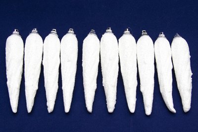 Набор елочных игрушек - сосульки со снежной посыпкой, 10 шт, 10 см, белый, пенопласт (200053) 200053 фото