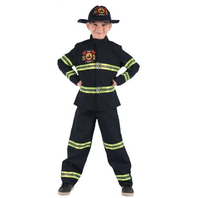 Детский карнавальный костюм пожарника для мальчика, рост 92-104 см, черный, вискоза, полиэстер (091014A) 091014A фото