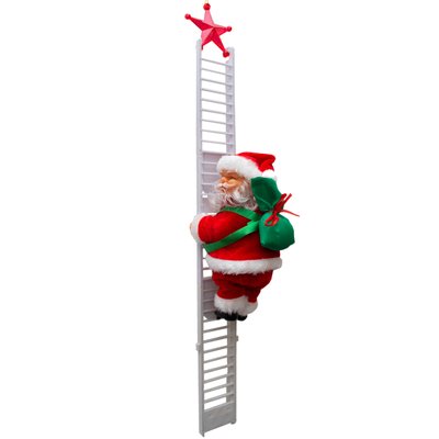 Новогодняя декорация Фигурка Дед Мороз, 20 см, на лестнице 53 см (810399) 810399 фото
