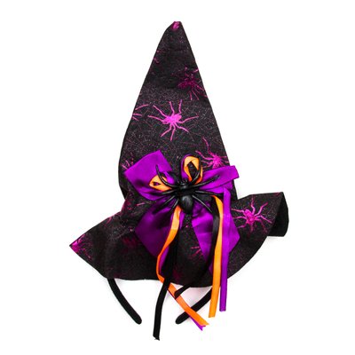 Карнавальний капелюх-обідок павук, чорний, фіолетовий, фетр (513283-2) 513283-2 фото