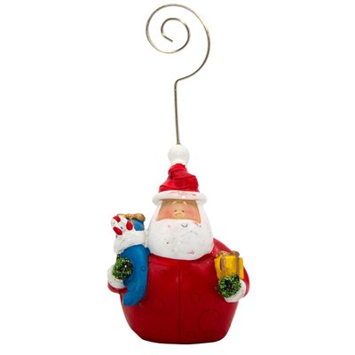 Декоративная фигурка - держатель визиток, Дед Мороз, 11 см, белый, полистоун (022557-2) 022557-2 фото