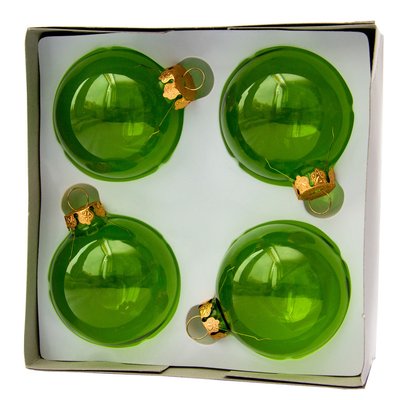 Набір ялинкових іграшок - кулі, 4 шт, D6 см, зелений, глянець скло (390601-1) 390601-1 фото
