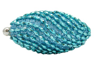 Ялинкова іграшка у формі оливи, 12 см, блакитний, пінопласт, пластик (661473-12) 661473-12 фото