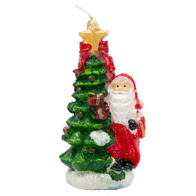 Свечка - Елочка и Дед Мороз, 5,7x4x10 см, зеленый с красным, парафин (791156) 791156 фото