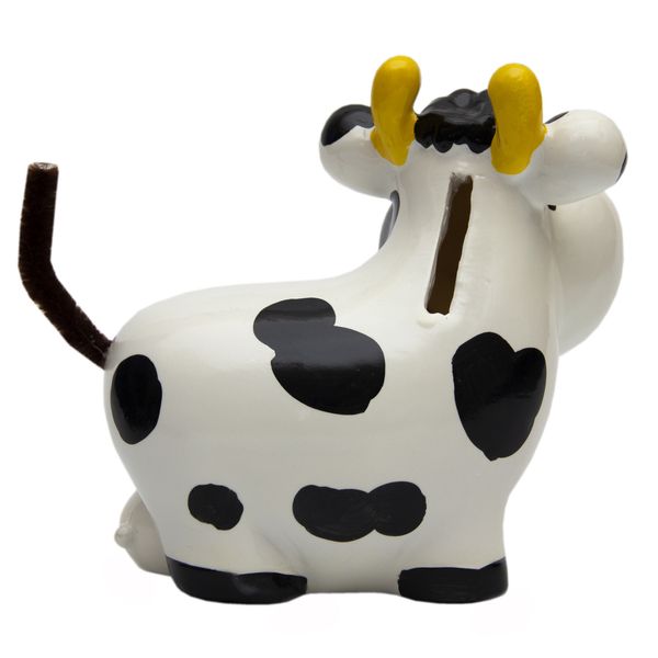 Декоративная фигурка - копилка корова, 12x10x13 см, белый, полистоун (240494) 240494 фото