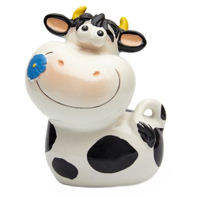 Декоративная фигурка - копилка корова, 14x11x8 см, белый, полистоун (240531) 240531 фото