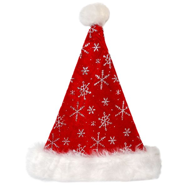 Новорічний карнавальний ковпак, червоний, 56-58 см, поліестер, вельвет (460281) 460281 фото