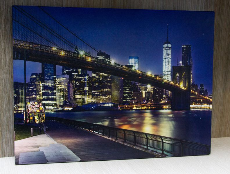 Светящаяся картина - ночной город с подсвечиваемым мостом, 5 LЕD ламп, 30x40 см (940188) 940188 фото