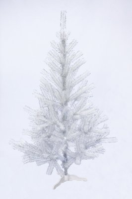 Ялинка штучна - Валентина, 120 см, з 2 частин, пластикова ніжка, ялинка, білий з сріблястим, ПВХ (МКВ-150) valentina-150 фото