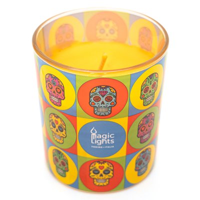 Ароматична свічка Magic Lights, аромат Апельсин, череп, 7,5*8,4 см, помаранчева (40010-7) 40010-7 фото