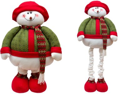 Новогодняя декорация - снеговик с выдвижными ногами, 1,4 м, белый, металл, полиэстер (000937-2) 000937-2 фото