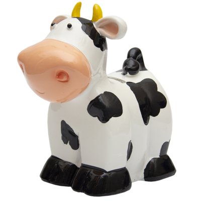 Декоративная фигурка - копилка корова, 14,5x8,5x13 см, белый, полистоун (240623) 240623 фото
